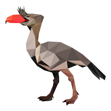 Colorful polygonal style design of an prehistoric extincted bird or dinosaur (Kelenken)