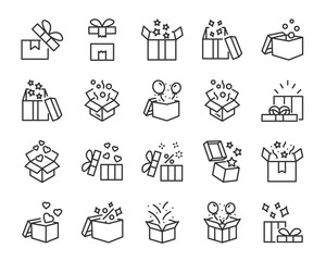 set of christmas and happy new year gift icons