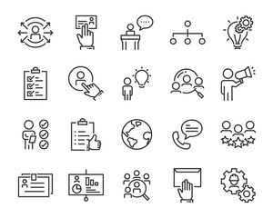 set of job seach icons ,such as work, career, traning, business, skill, meeting