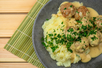 Swedish meatballs with mashed potato