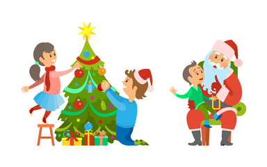 Obraz na płótnie Canvas Christmas Holiday Preparation and Tree Decoration