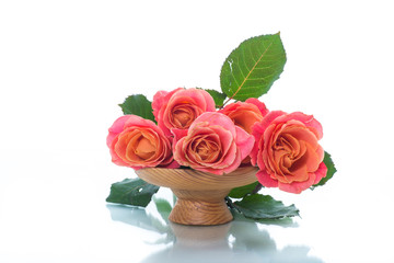 bouquet of beautiful pink roses isolated on white