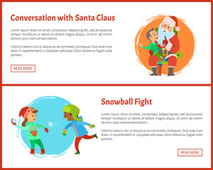 Conversation with Santa and Snowball Fights Vector
