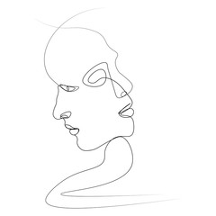 Abstract face one line
