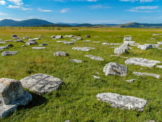 Fototapeta na wymiar Stećak (Stećci, Stecak, Stečak) are a monumental medieval tombstones that are scattered across Bosnia and Herzegovina and Croatia. 