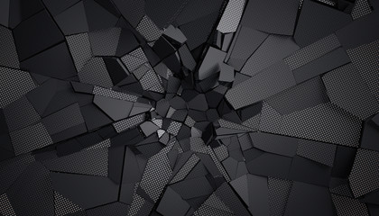 Abstract 3d rendering of cracked surface. Modern background design, wall destruction