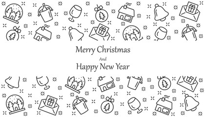 Christmas and Happy New Year background, christmas icons