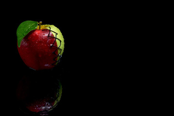 Fresh green Red Apple