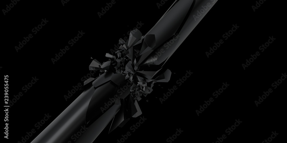 Poster abstract 3d rendering of broken shape. modern background design