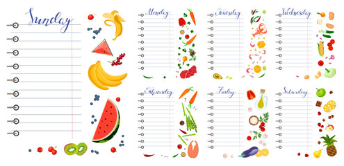 Daily food diary with healthy food - obrazy, fototapety, plakaty