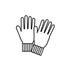 Knit winter gloves mittens symbol. Vector line icon