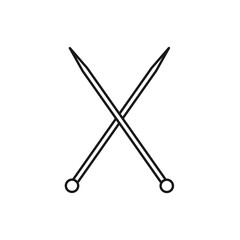 Black & white illustration of knitting straight single point needle. Vector line icon. Isolated object
