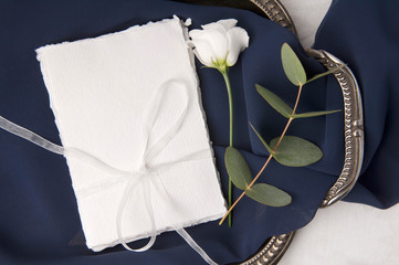 Navy blue wedding mockup with ribbons