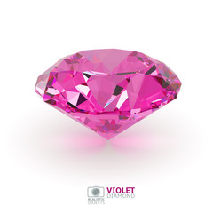 Violet diamond. Realistic vector illustration