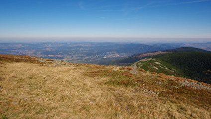 Landscape from the Karkonosze National Park in the Polish part of the Sudetes near the Karpacz and Sniezka