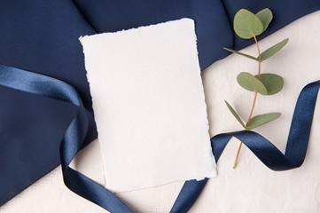 Navy blue wedding mockup with ribbon - 239059078