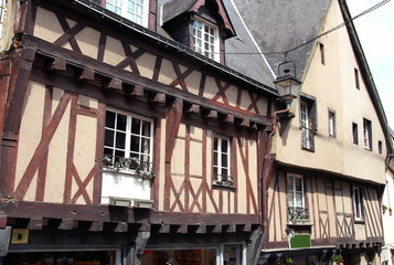 Ville de Laval, maisons à colombages département de la Mayenne, France