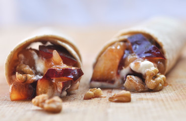 Plum and Pecan Wrap with yoghurt