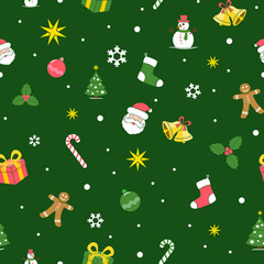Christmas Seamless Background. Flat colors. Cartoon style design