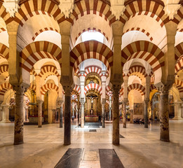 Cordoba, Spain. Circa May 2018. Interior view of the Mosque cathedral of Cordoba. Detail of a christ.