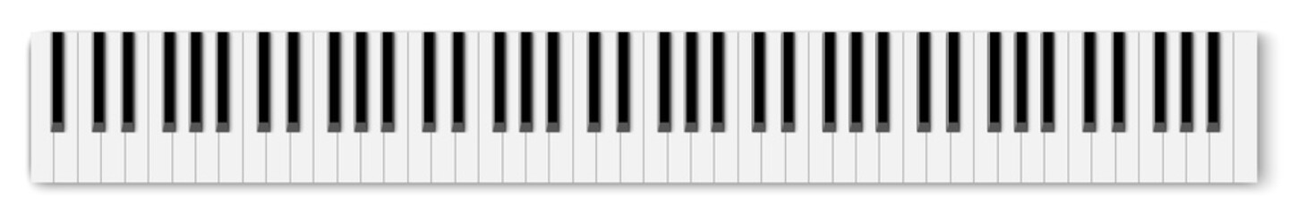 Top view of realistic shaded monochrome piano keyboard. © Jan