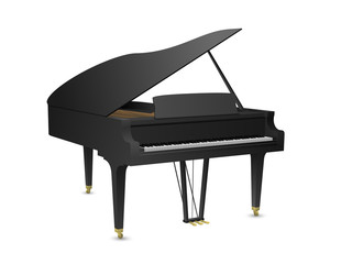 Beautiful realistic detailed colorful shaded black grand piano vector.