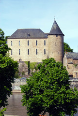 Fototapeta na wymiar Ville de Mayenne, château de Mayenne à travers les arbres, département de la Mayenne, France