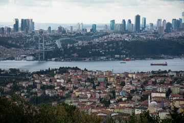 Fototapeta na wymiar Top view on the city with blue sky in Istanbul, Turkey