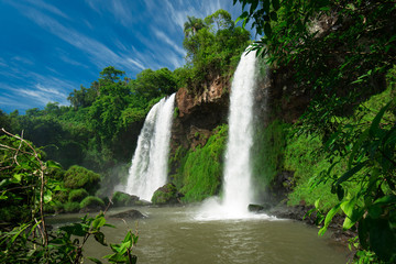 Fototapeta premium Dos Hermanas (Two Sisters) Site at Iguazu Falls on Border Between Argentina and Brazil