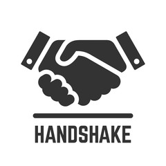 Vector handshake or partnership deal and agreement simple flat isolated icon of two shaking hand for business team and friendship illustration.