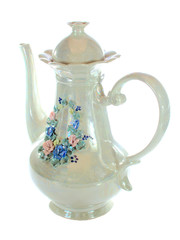 porcelain teapot with flowers general view