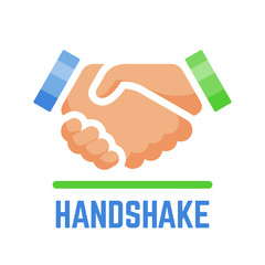  Vector handshake or partnership deal and agreement contract simple color flat isolated icon of two shake hand for business team, people relationship and friendship illustration.