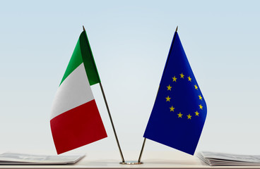Flags of Italy and European Union