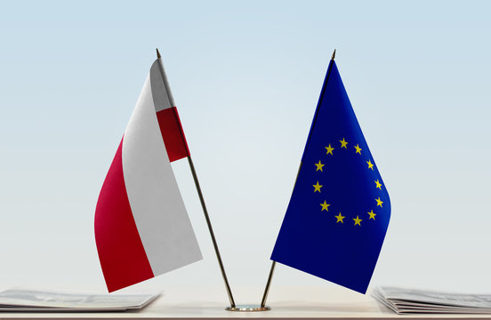 Flags of Poland and European Union