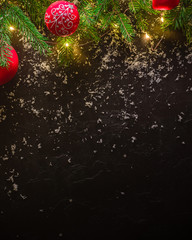 Dark christmas or new year background for greeting card or poster. Party invitation. Background for the article.
