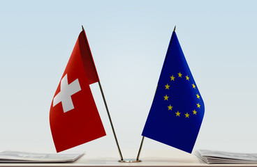 Flags of Switzerland and European Union