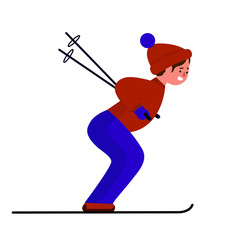 Obraz premium Skier. Guy skiing, winter sports. 