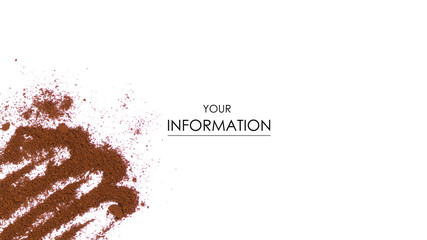 Coffee ground pattern on a white background, with top view