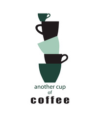 Coffee mugs. Graphic concept with different forms of cups. Vector illustration.