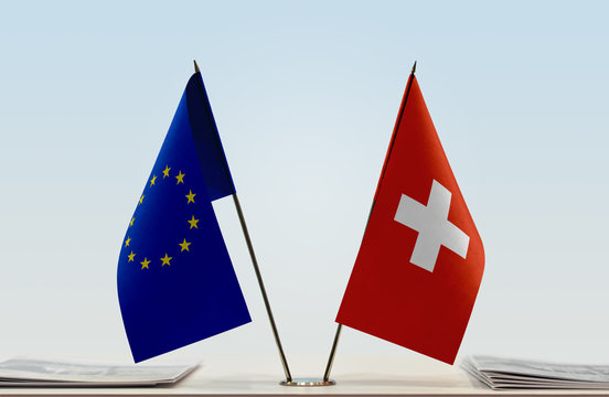 Flags of European Union and Switzerland