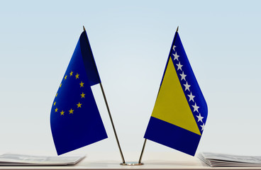 Flags of European Union and Bosnia and Herzegovina