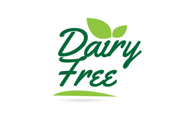 green leaf Dairy Free hand written word text for typography logo design