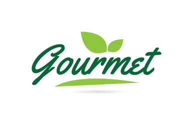 green leaf Gourmet hand written word text for typography logo design