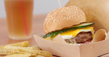Burger and fries
