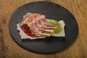 Raw lamb ribs