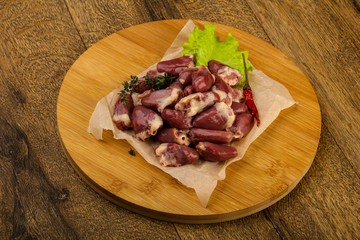Raw chicken hearts