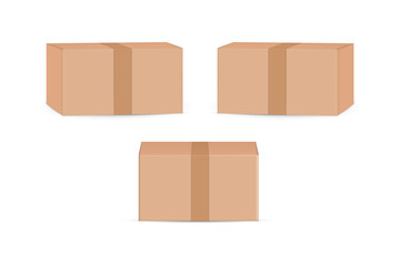 cardboard package boxes mockup isolated on white background. Vector illustration.