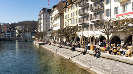 Fototapeta na wymiar View of Luzern Switzerland with Lake