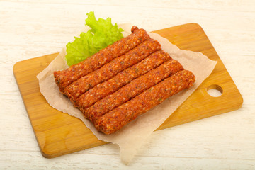 Raw beef sausages