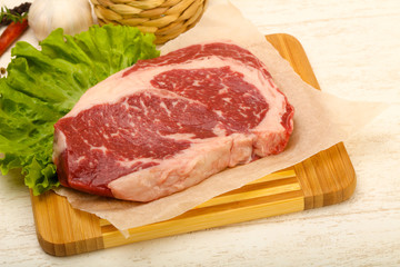 Rib eye raw steak